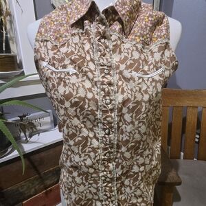 Brown Floral Button-Down Shirt